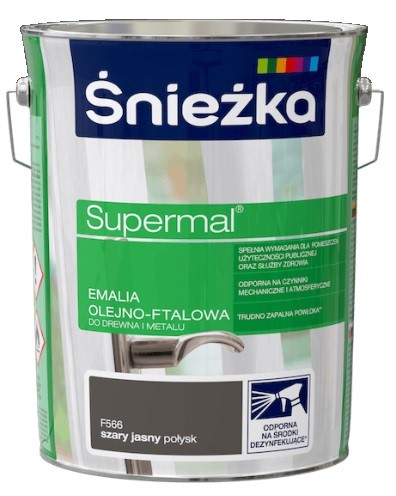 Śnieżka Supermal Olejovo-ftalový smalt Šedý Světlý Lesk 5L