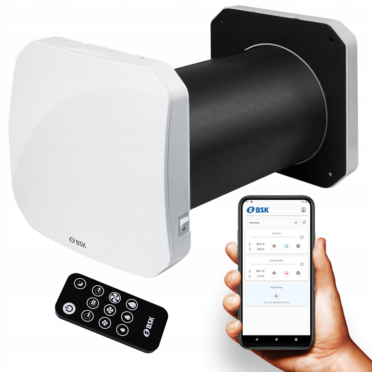 Rekuperator ścienny kompaktowy ZEPHYR 160 pilot 60m3/h Higrostat WiFi