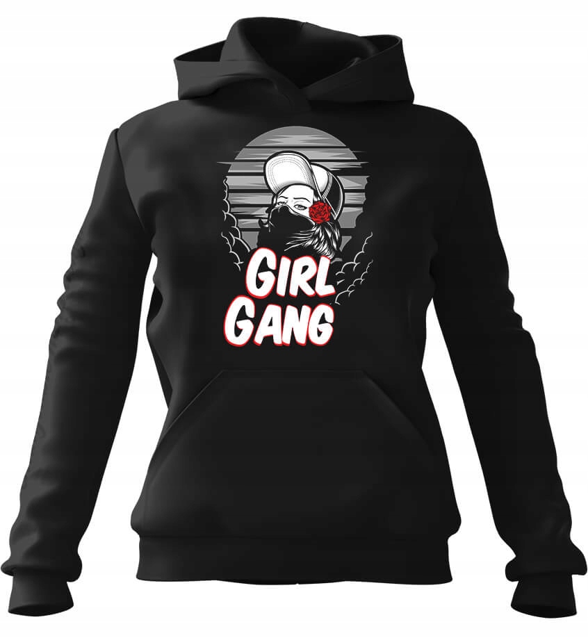 s kapucí Mikina Girl Gang, černá, velikost S