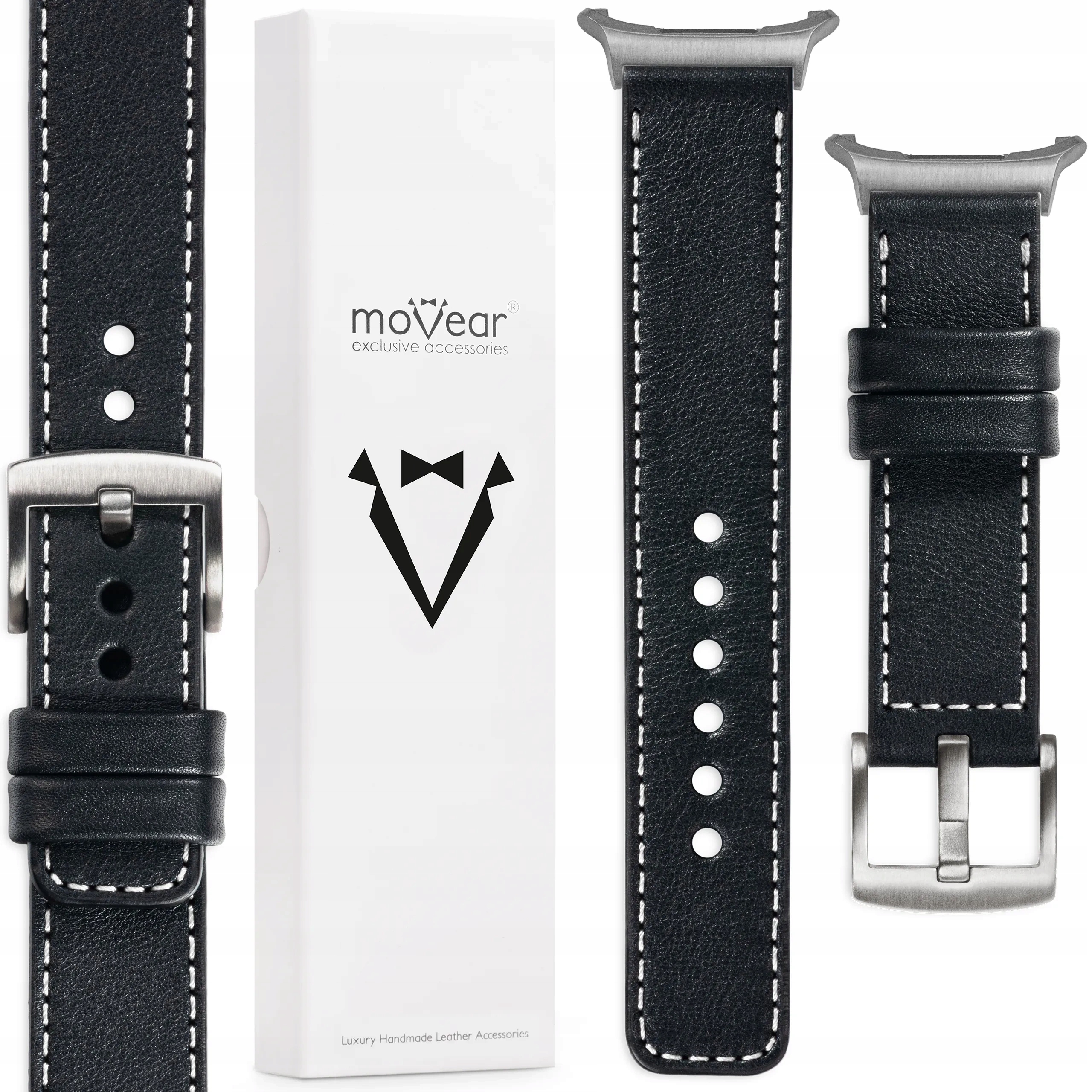 Kožený řemínek 24 mm pro Samsung Galaxy Watch Ultra polský prémiový Movear