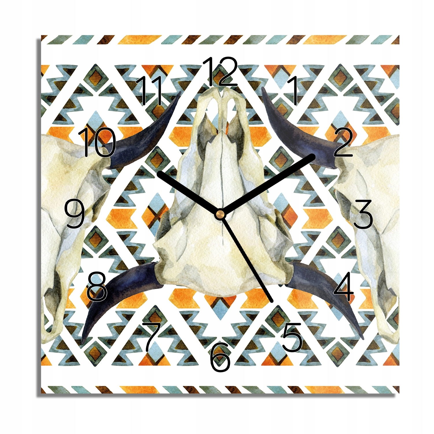 

Czaszka byk wzór foto-zegar ścienny 30x30 cichy