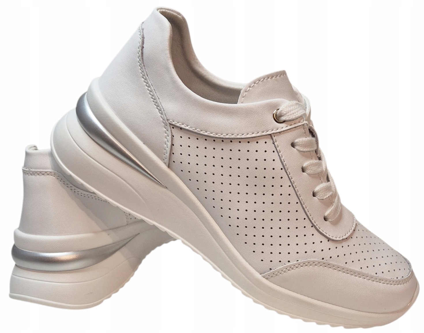 Goodin GD-XF-114 Ažurové tenisky bílé přírodní kůže vel 36