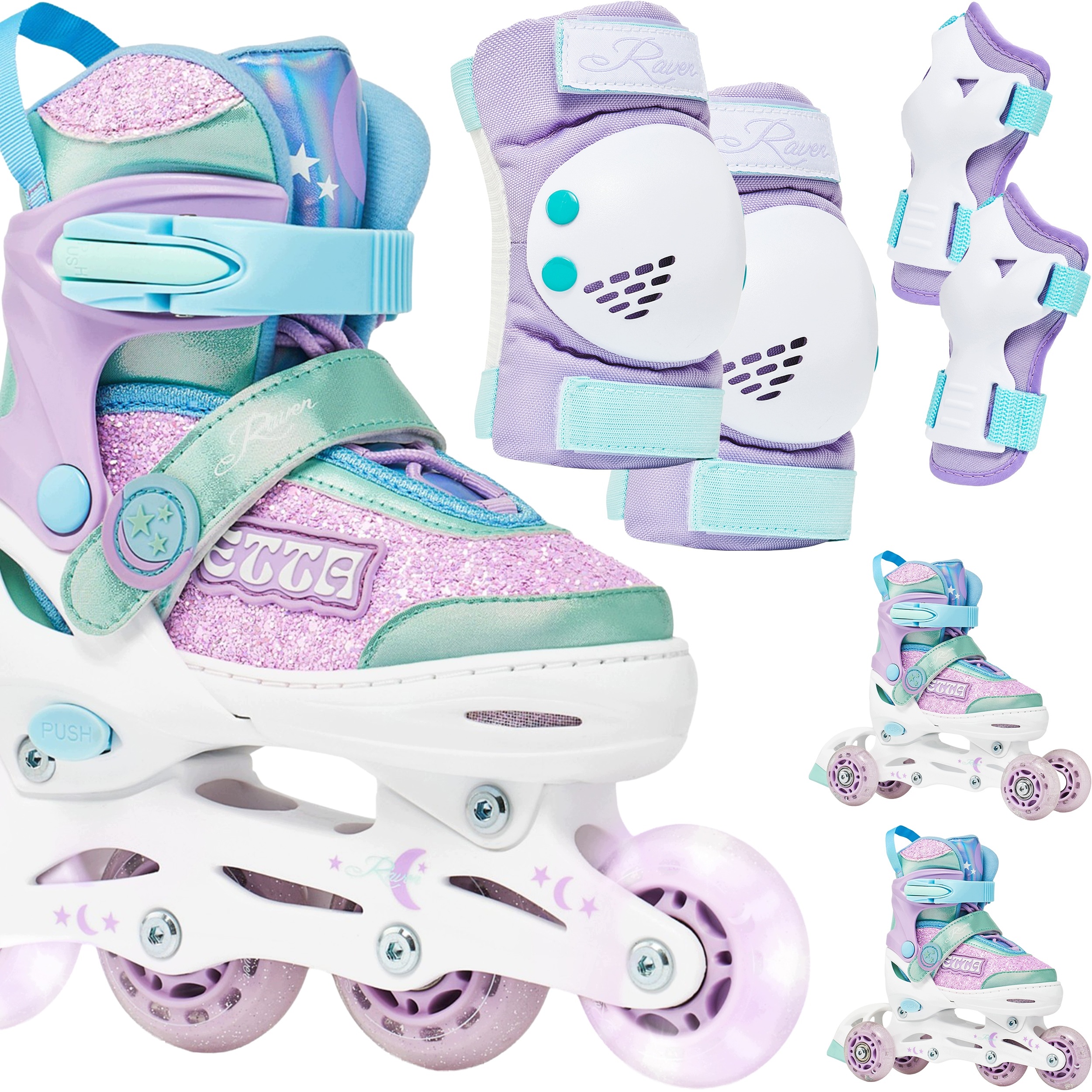 Zestaw Raven Rolki 3w1 Etta Violet 27-30 Ochraniacze Verba Violet/Mint Xs