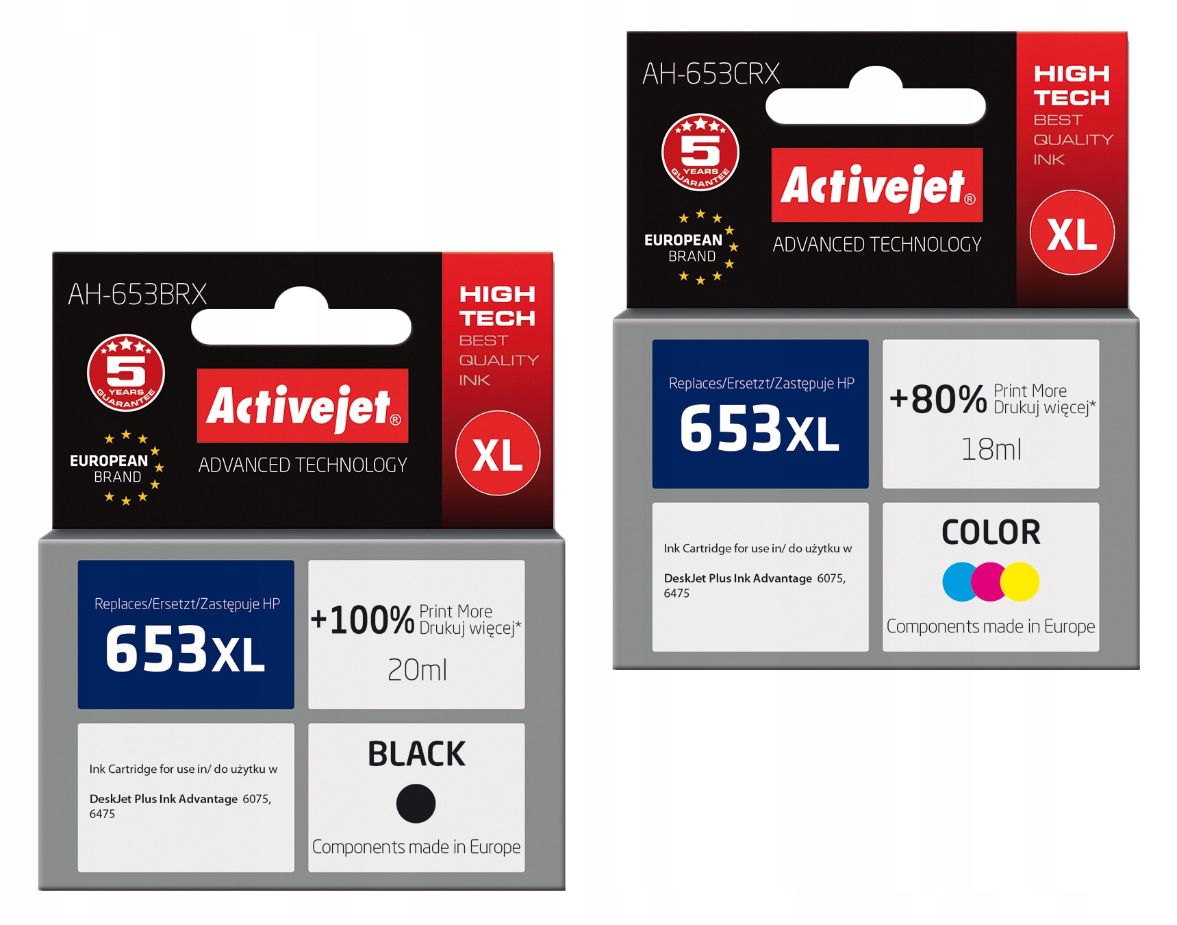 

Activejet Do Hp 653 zestaw 3YM75AE 3YM74AE Kpl