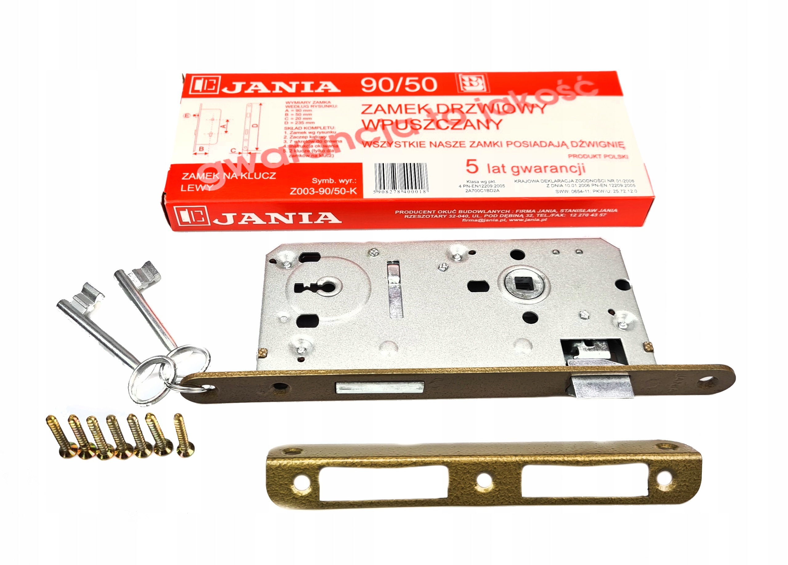 

Zamek Wpuszczany Do Drzwi Jania 90/50 Klucz (Z003)