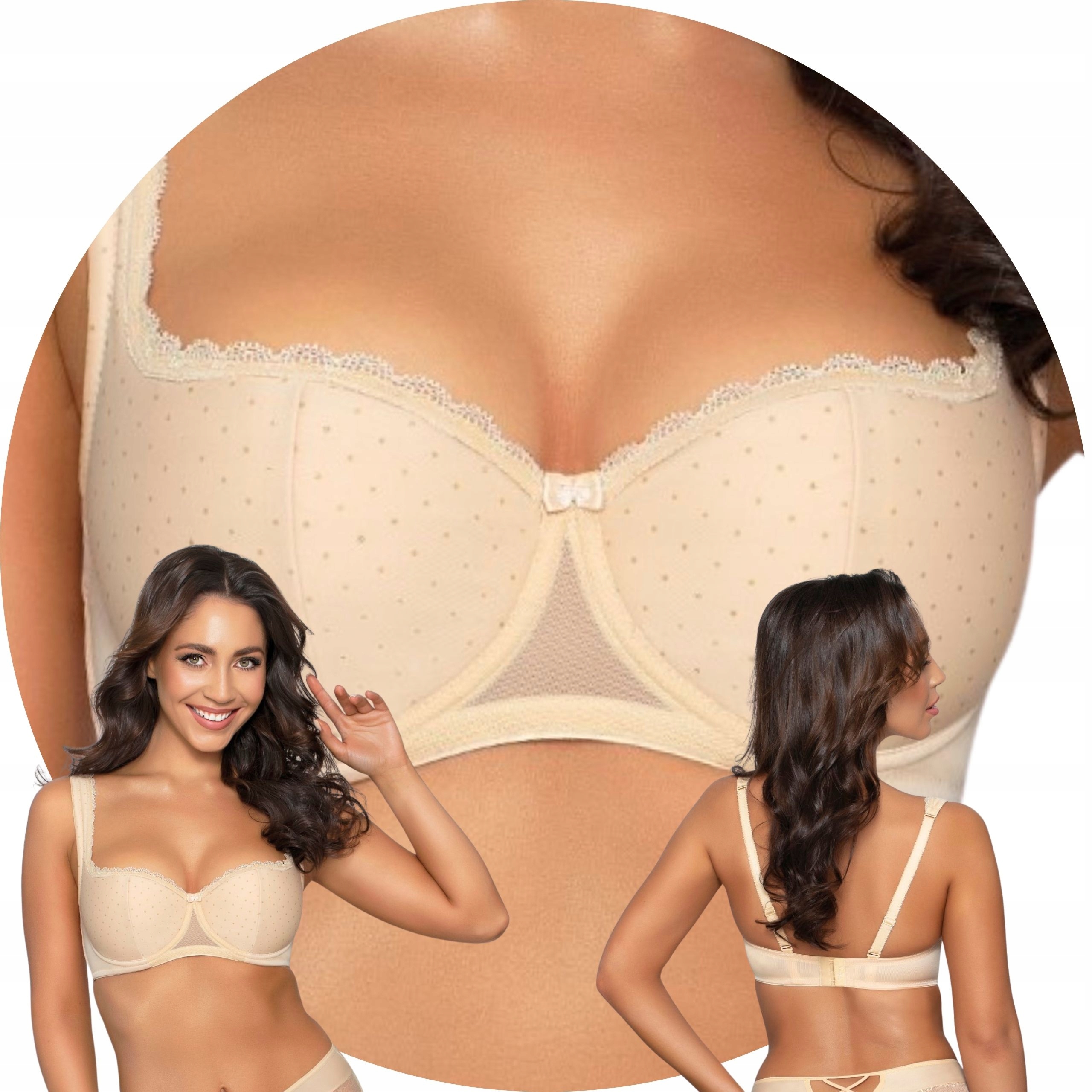PariPari Sophia krajka béžová Podprsenka balkonetka 65F Push-up