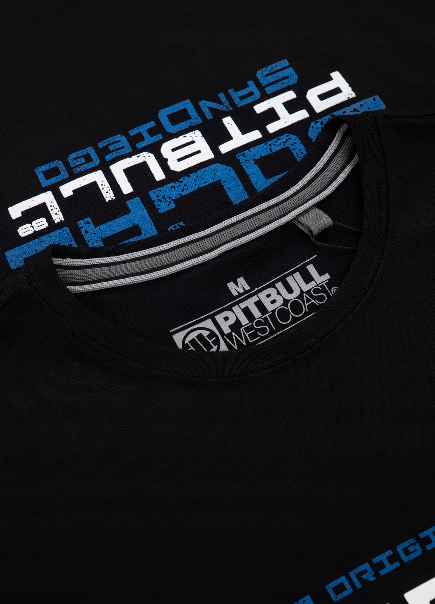 PITBULL WEST COAST T-SHIRT MĘSKA LEKKA KOSZULKA IN BLUE CZARNA BLACK M Model PITBULL IN BLUE