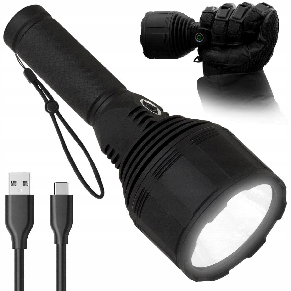 Latarka Led Taktyczna Akumulatorowa Wodoodporna Usb-c Mocna 3000lm Vayox