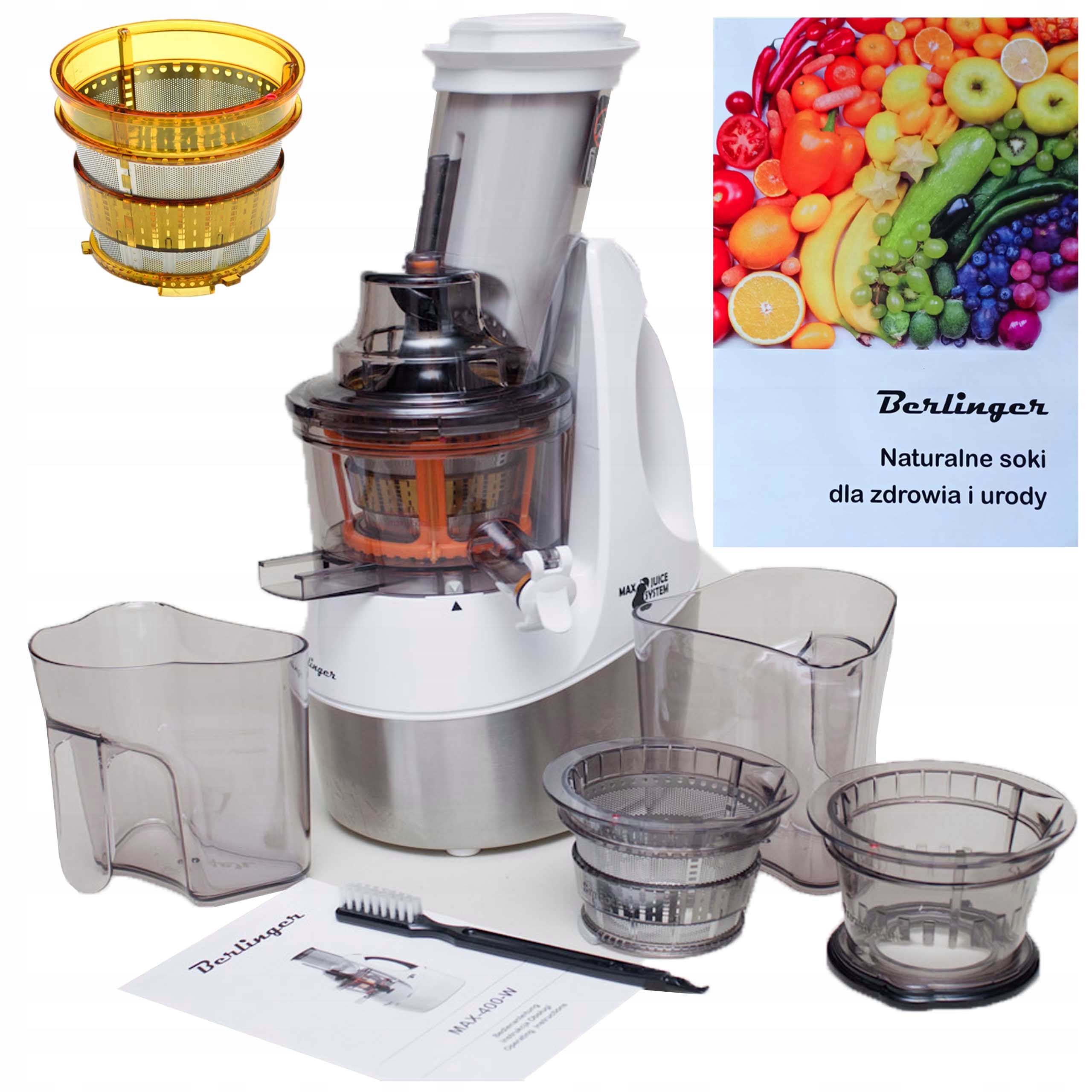 Šnekový odšťavňovač 4G 800 Výkonný odšťavňovač velký otvor 3 sítka