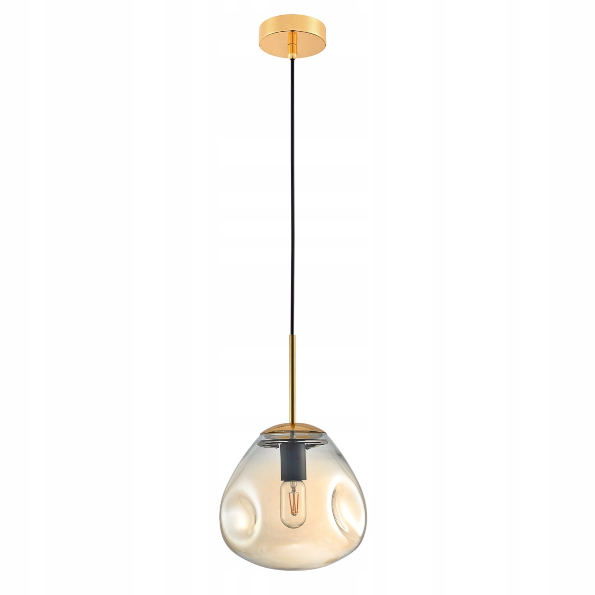 Závěsná bodová lampa zlatá, skleněné ozdobné stínítko do ložnice Italux