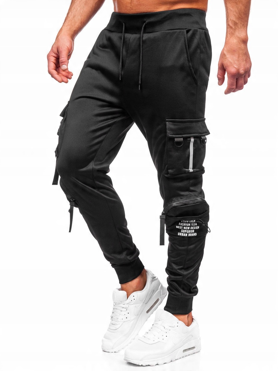 

Spodnie Bojówki Joggery Czarne HS7176 Denley_xl