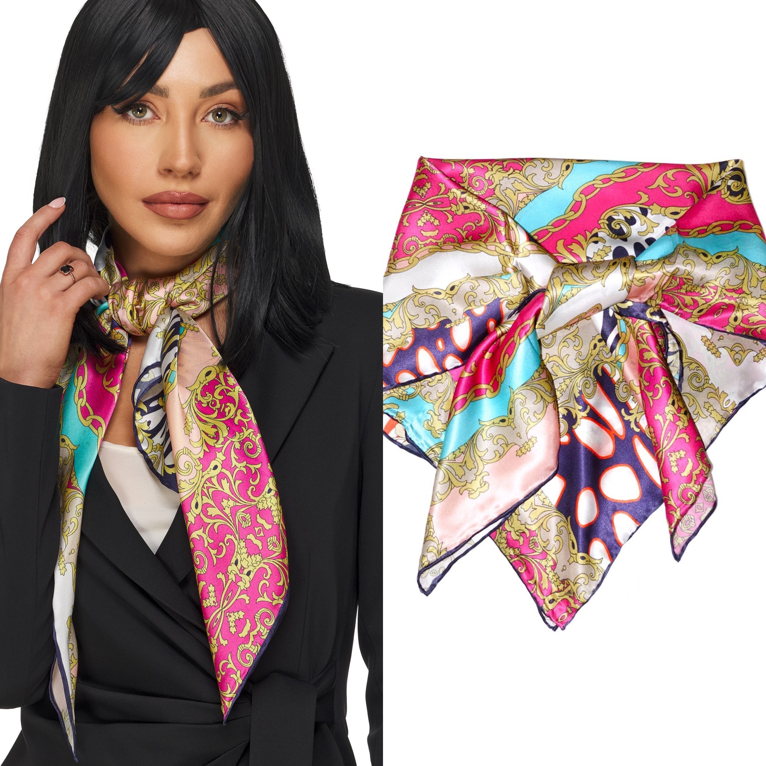 Šátek Apaszka Dámský velký barevný lehký hedvábný z hedvábí 100% hedvábí