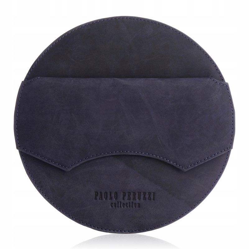 Dámská kabelka přes rameno Kožená kabelka Kulatá Tmavě modrá Paolo Peruzzi