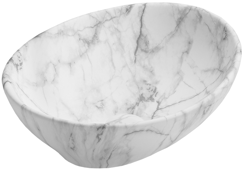 Umywalka nablatowa owalna 40x33 Mexen Elza ceramiczna biała marmur