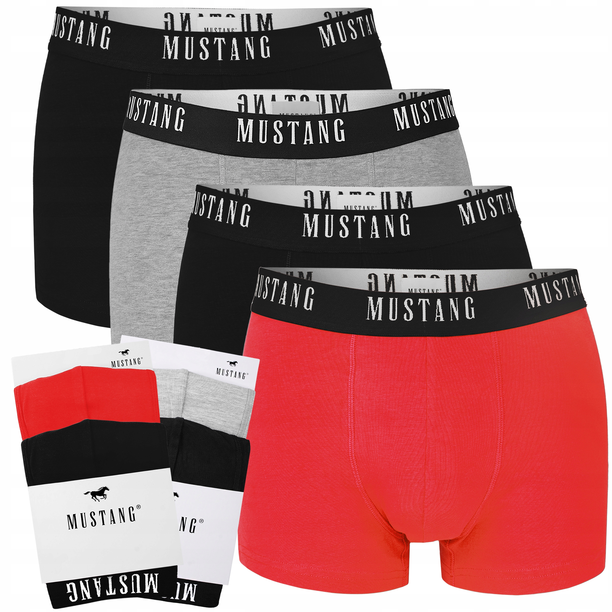 Mustang Pánské boxerky 4 kusy Sada Bavlna Logo Barva Velikost L