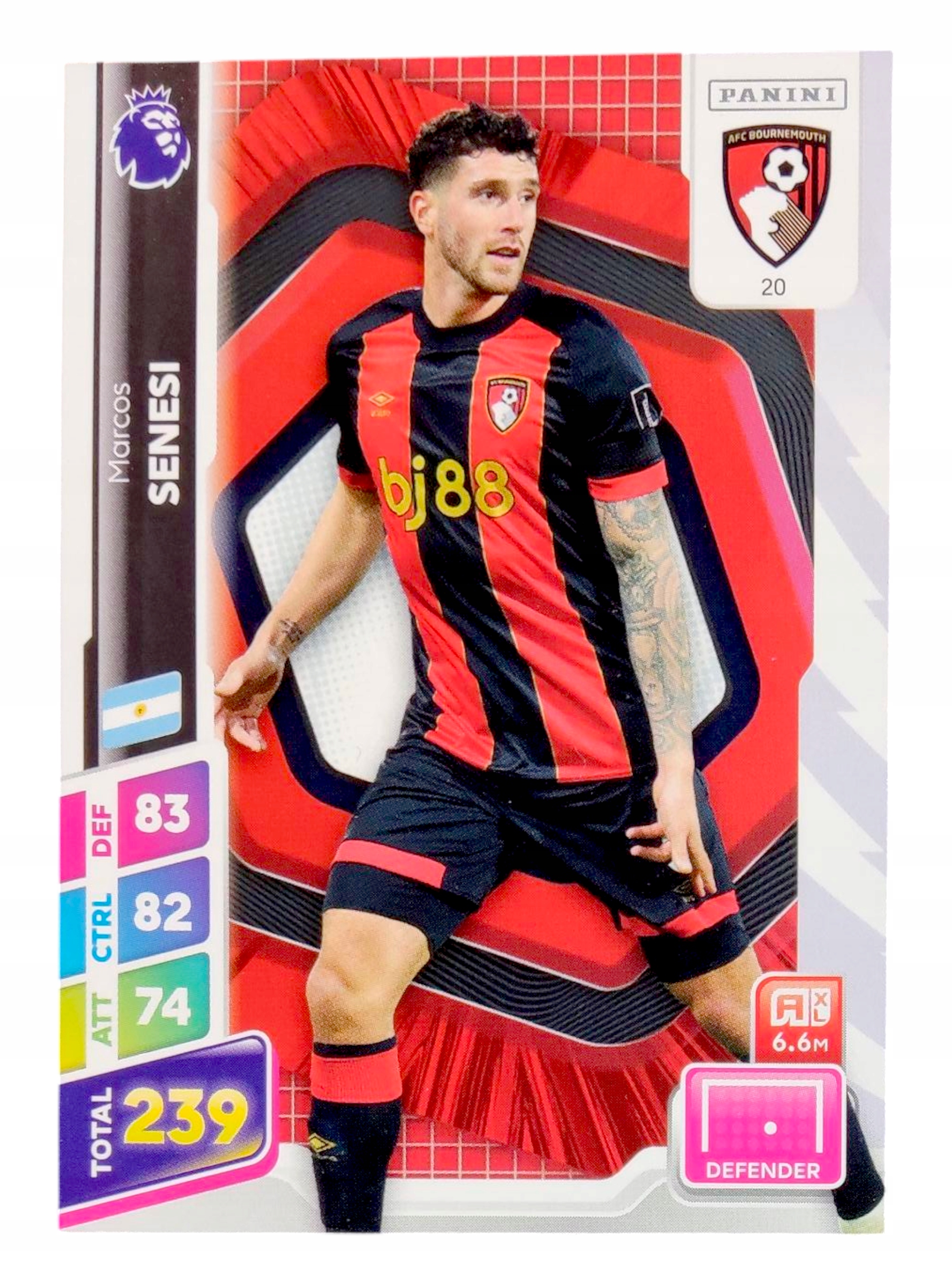 Panini Premier League Plus 2025 Base Card 20 Marcos Senesi Bournemouth