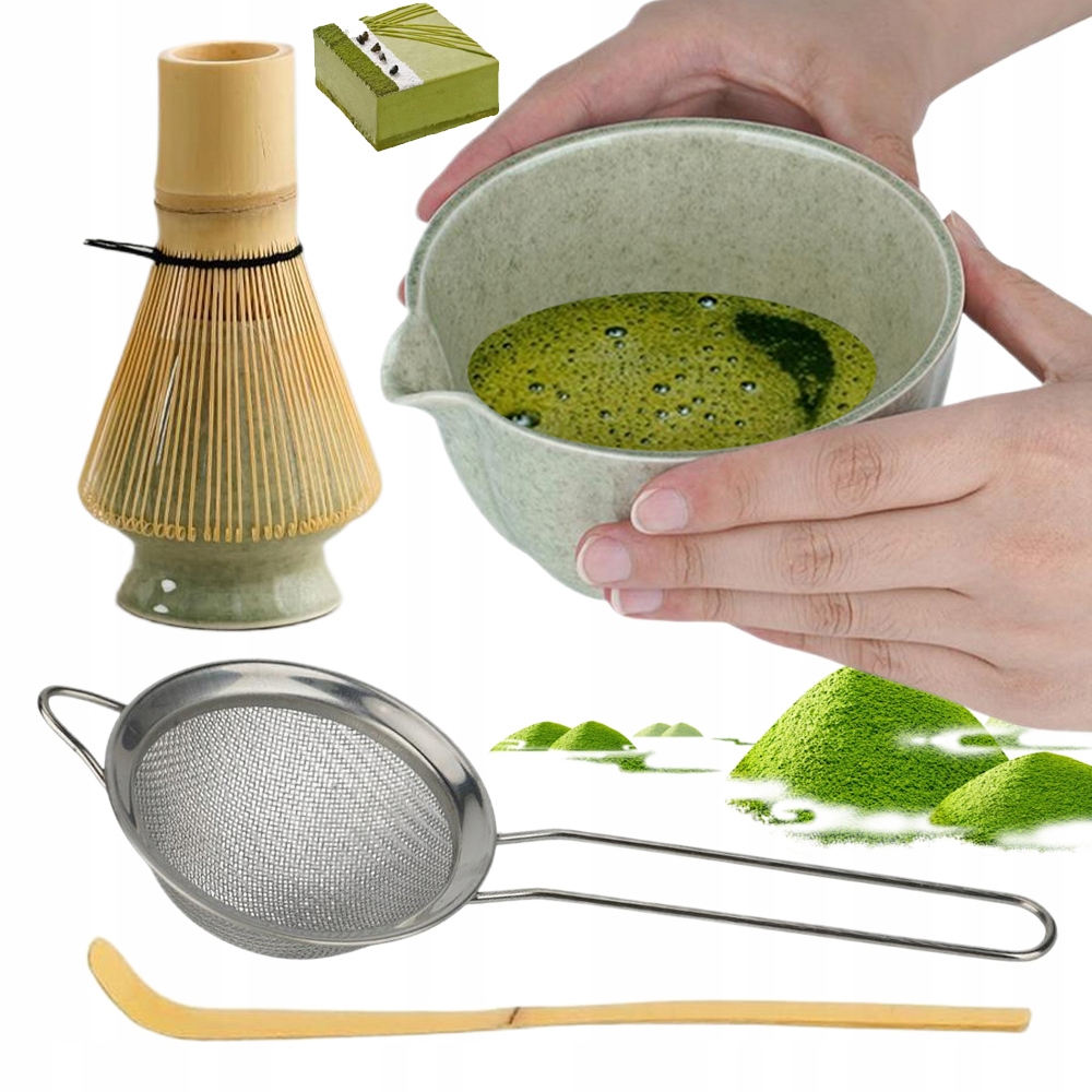 Levně Matcha Set Miska Chasen Stojan Lžička Sítko Dárek Pro Milovníka