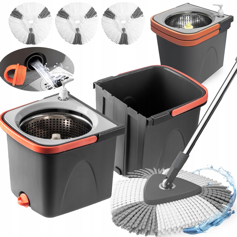 Rotační Mop S Kbelíkem Rotační Dvoukomorový Odšťavňovač Kulatý Dávkovač 2V1