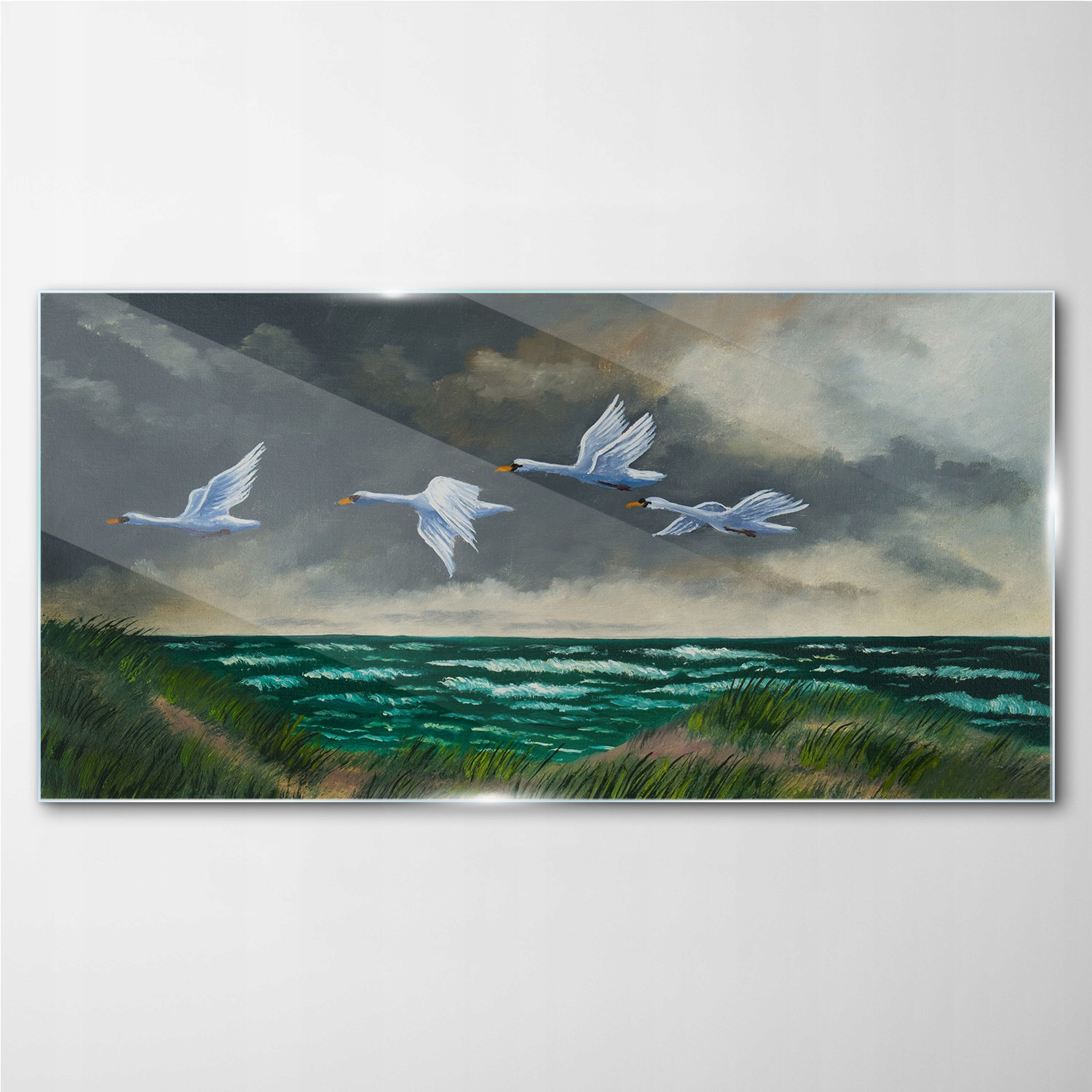 

Obraz szklany Morze niebo ptaki łabędzie 140x70 cm