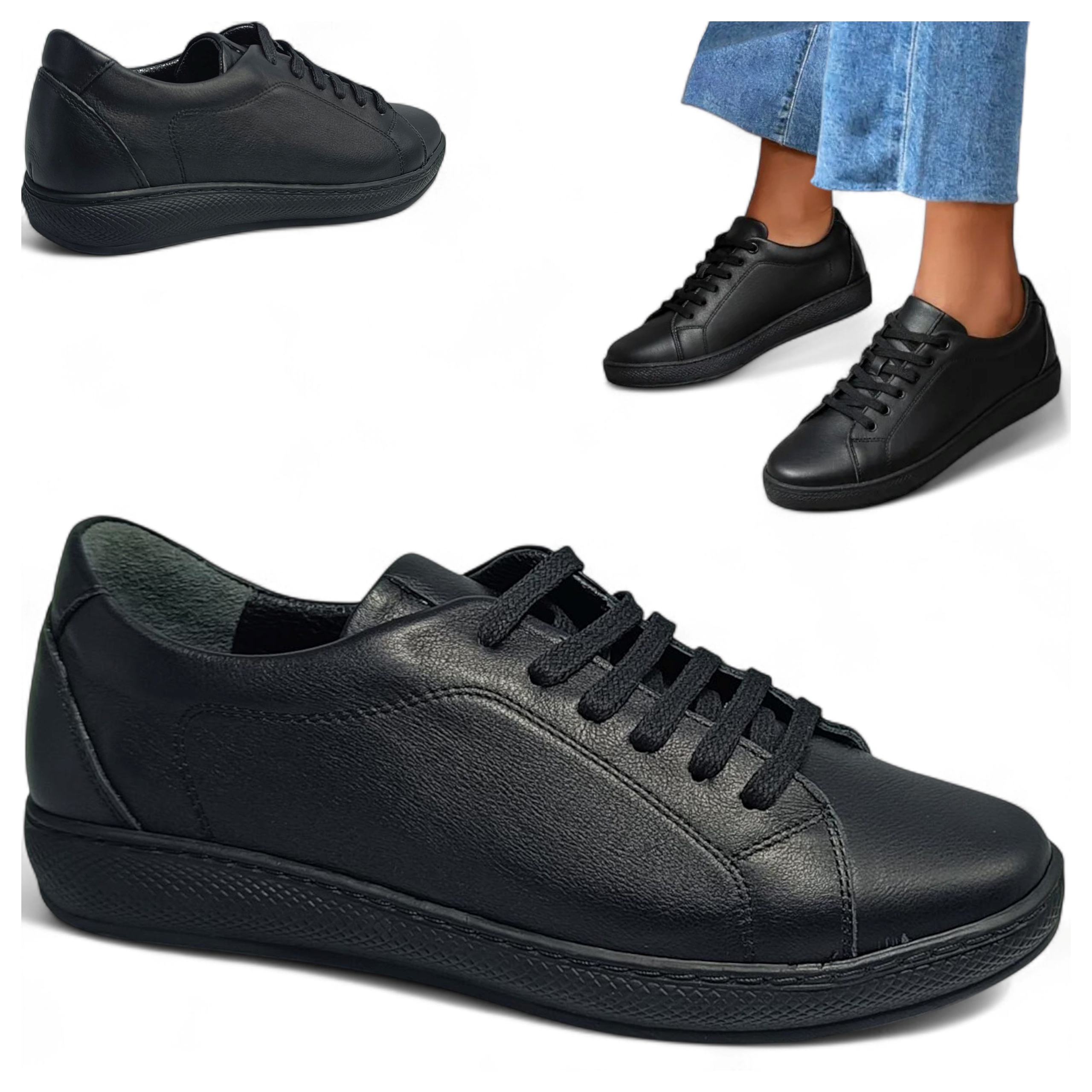 Dámské kožené polobotky 39 Sportovní tenisky Černé Podzim Loretta Vitale