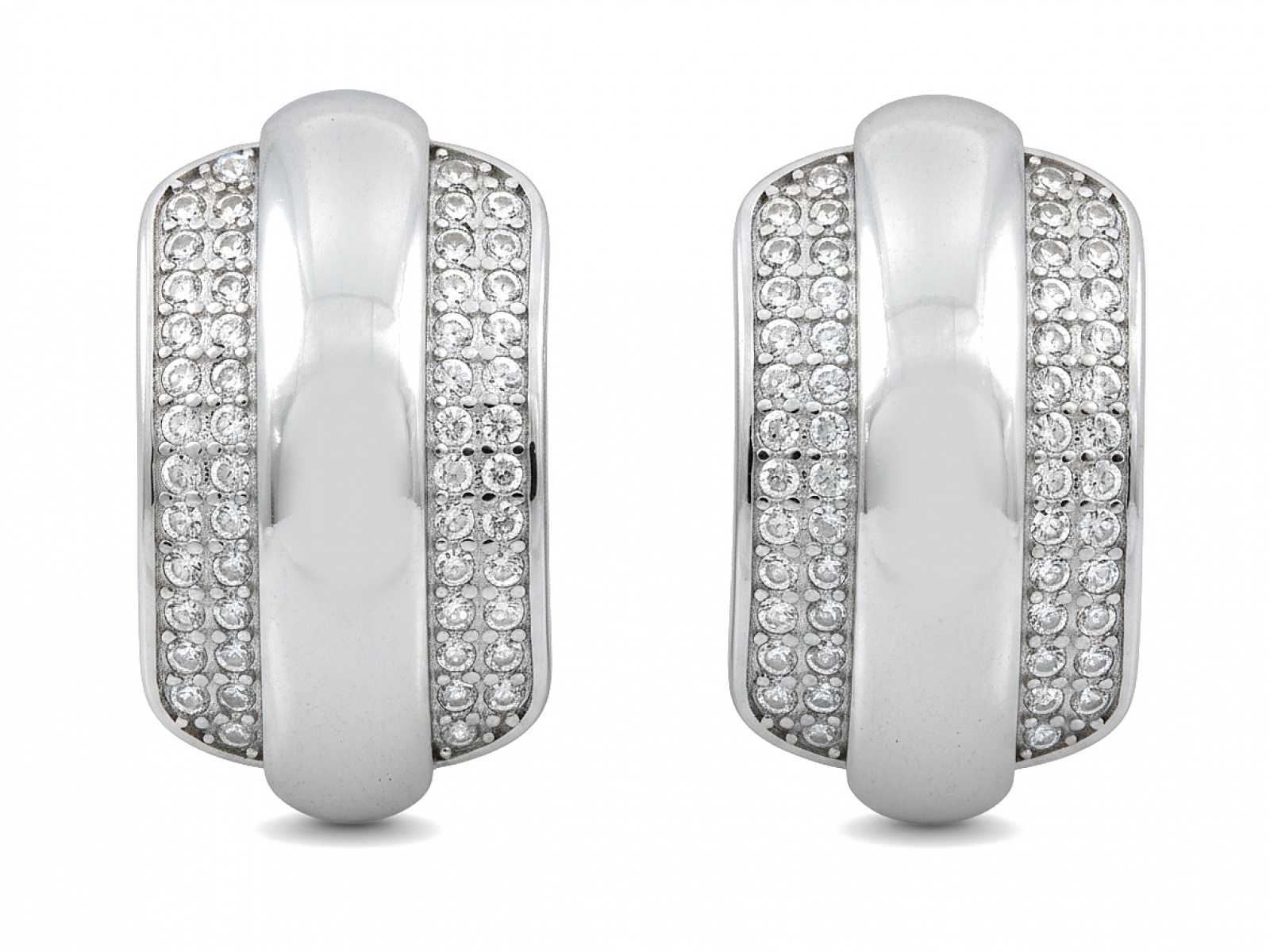 Dámské stříbrné náušnice 925 Blaszki se zirkony a anglickým zapínáním