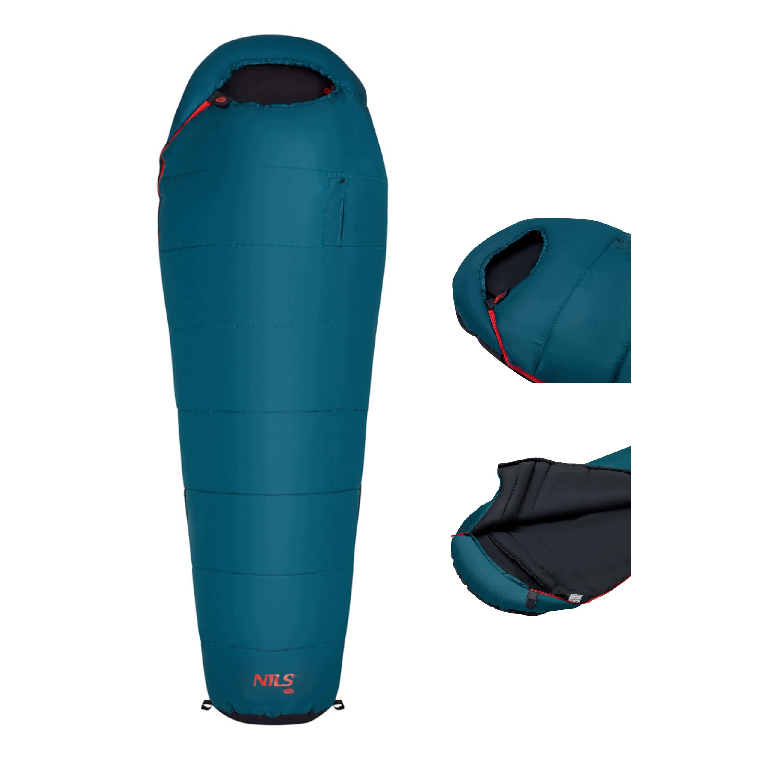 Silný turistický zimní spací pytel Hollow fiber tmavě zelený Nils Camp