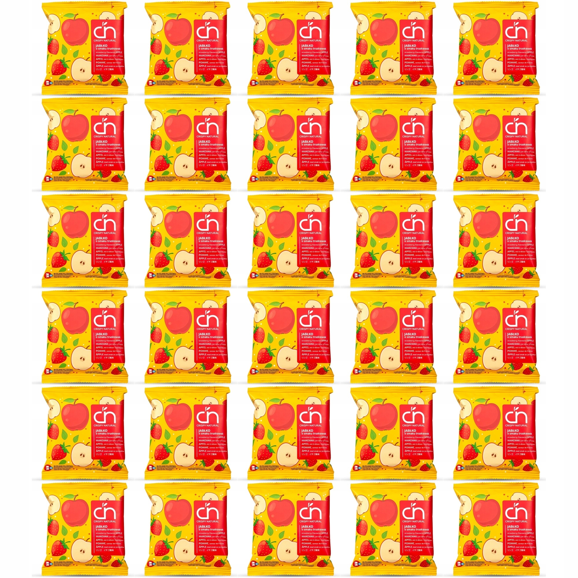 Zestaw 30 x Crispy Natural Jabłko o smaku truskawek Suszone chipsy 18 g