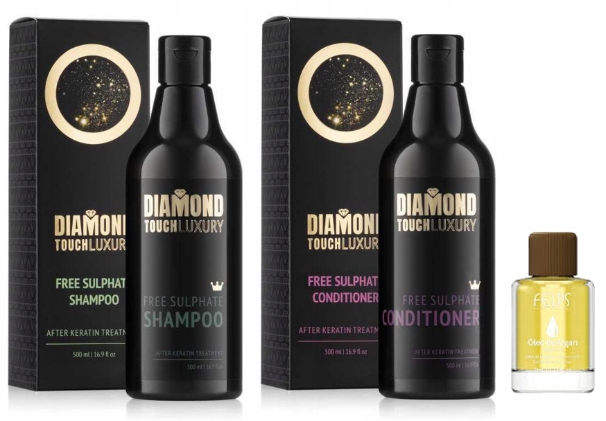 Diamond Touch szampon+odżywka po keratynie 2x500ml olejek Felps 7ml