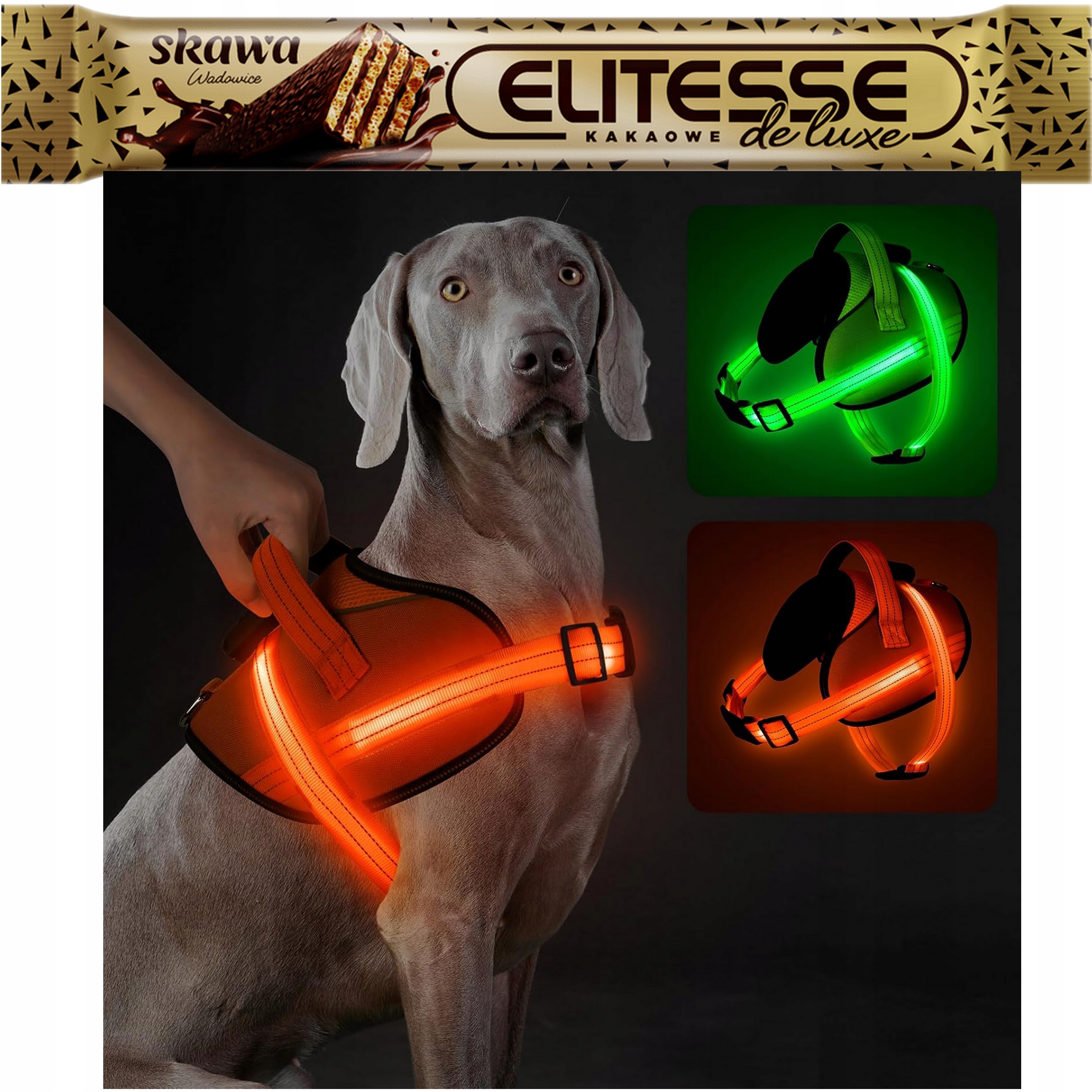 Levně Led svítící postroj pro psa Beztlakový Oranžový Vel XXL Postroj Nový