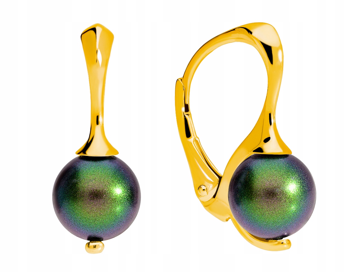 

Kolczyki srebro złoto perła skarabeusz Swarovski