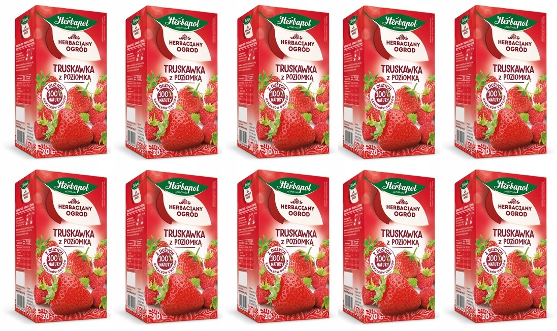 10x 50g Herbapol herbatka owocowa truskawka z poziomką Karton