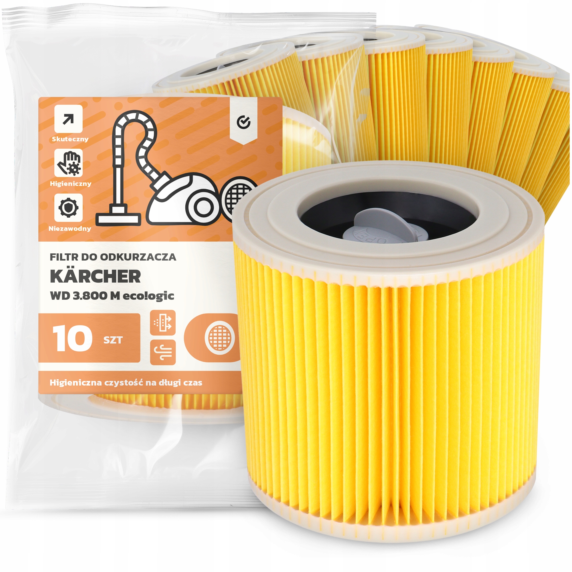 10x Filtr Pro Vysavač Kärcher Wd 3.800 M eco!ogic Vzduch Výkonný Em-w