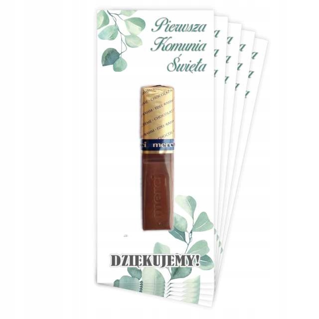 Podziękowanie MERCI Komunia Święta Eukaliptus 5szt