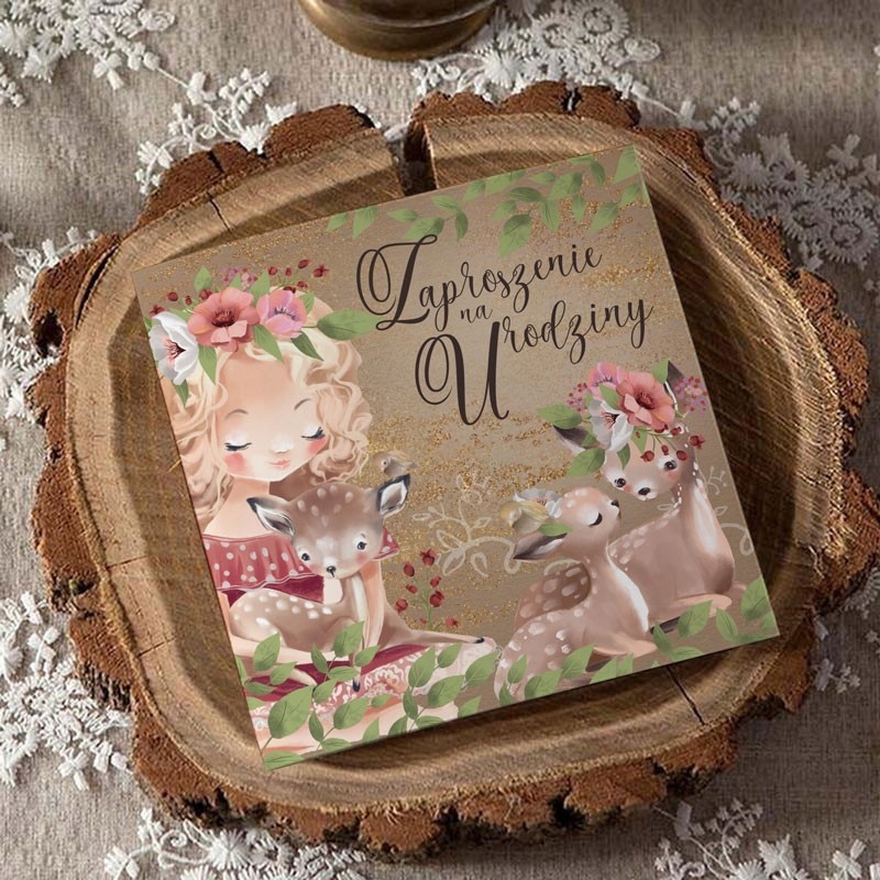 ZAPROSZENIA na Urodziny dziewczynki Baśniowy 10szt Szerokość produktu 15 cm