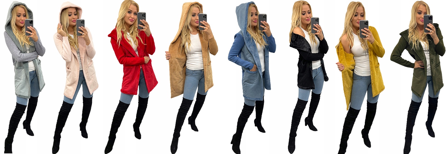 ZAMSZOWY DŁUGI PŁASZCZ NA MISIU CIEPŁY NARZUTKA S/M Marka Soprato