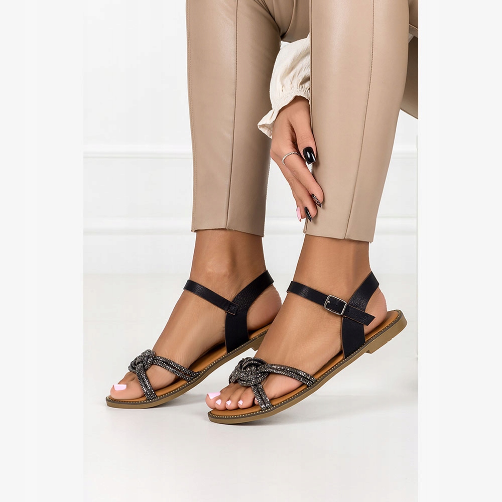 DAMSKIE SANDAŁY PŁASKIE OZDOBNE WYGODNE r 40 Marka Casu