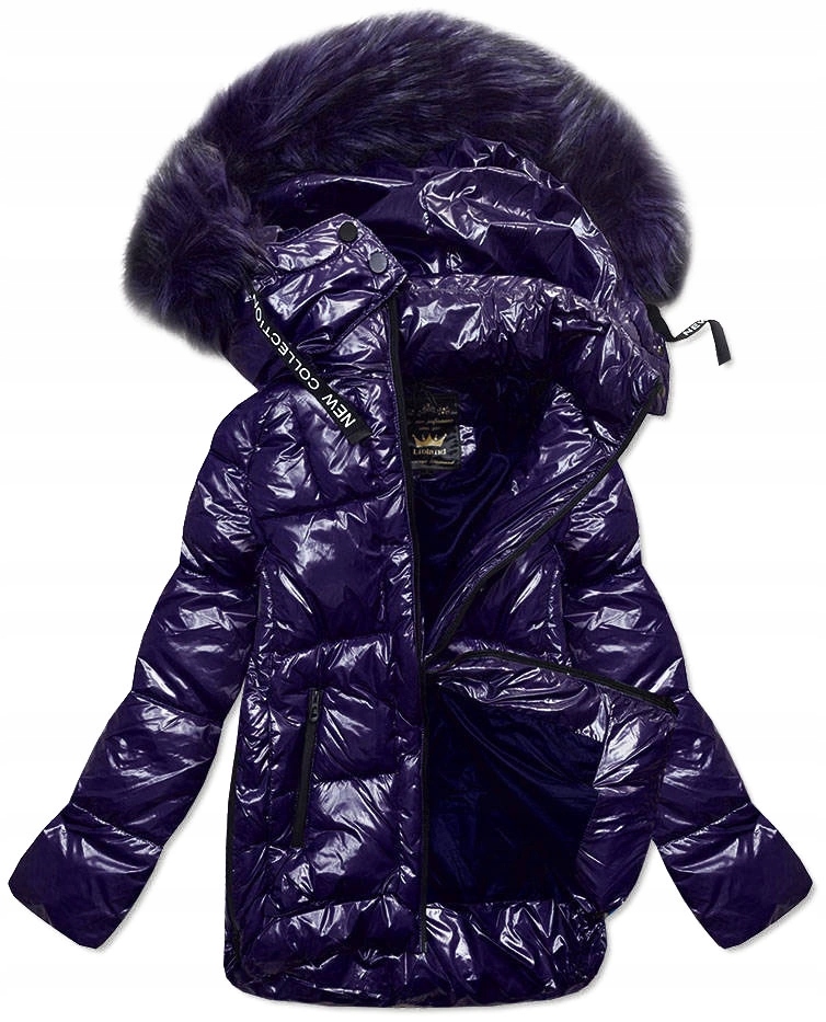 Lesklá Prošívaná Bunda 7697 Námořnická Modrá XL (42)