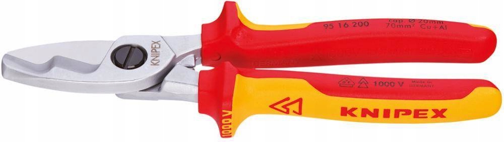 Knipex 95 16 200 nožnice na káble Cu Al Ø20 mm 70 mm² 200 mm Vde, chrómované