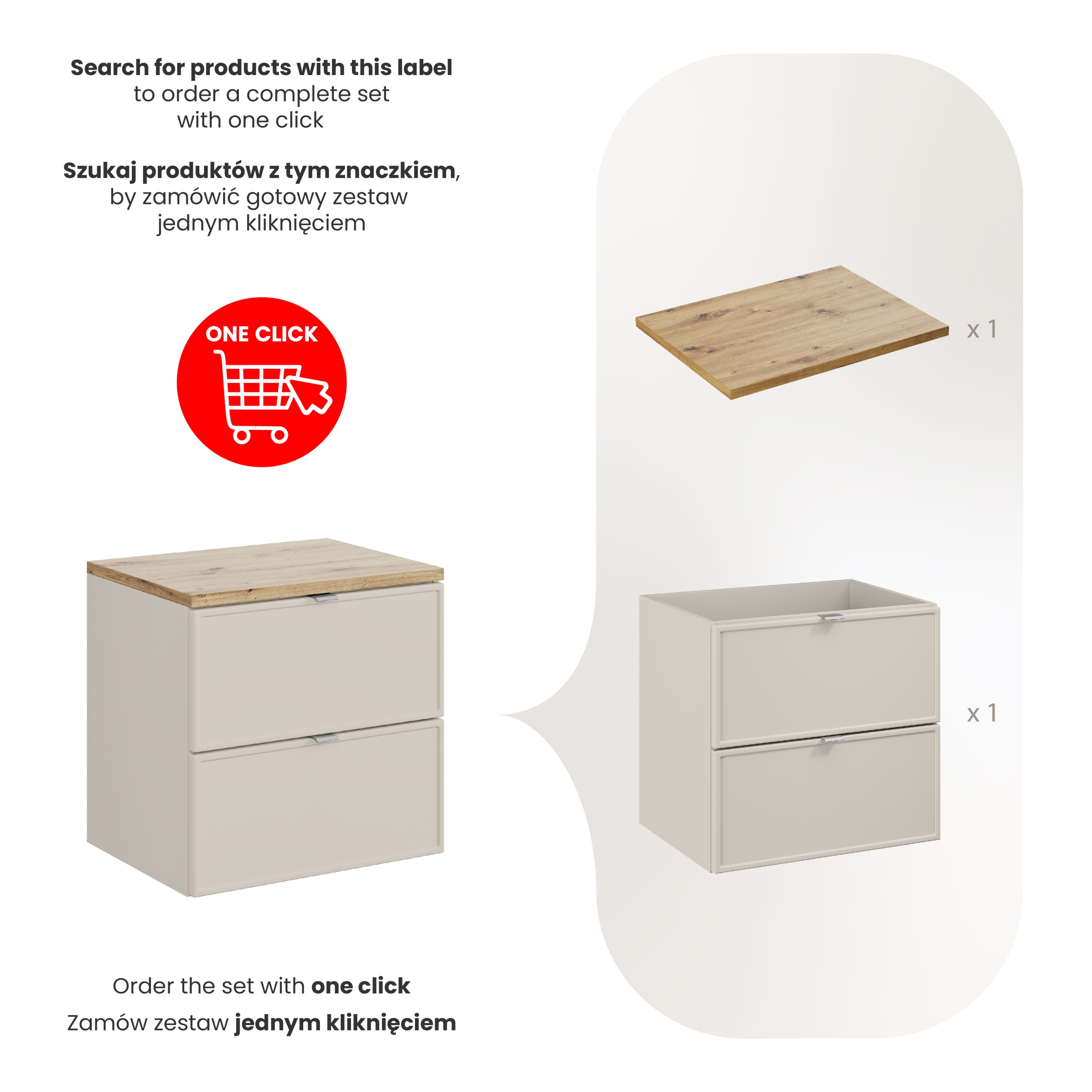 Nábytková sada 60 cm s deskou