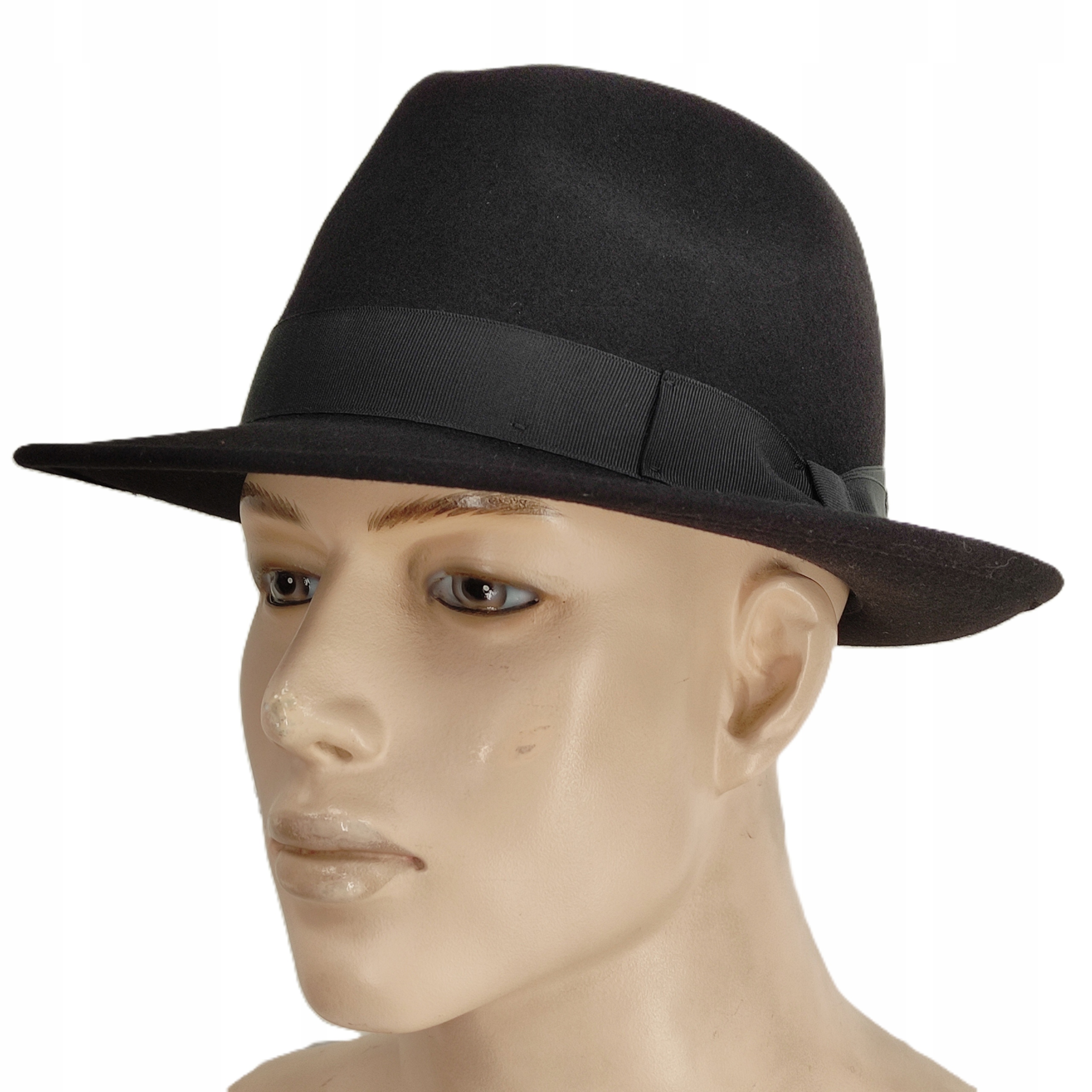 Pánský Černý Klobouk plst vlněný Krátký krempa Trilby Borsalin 57