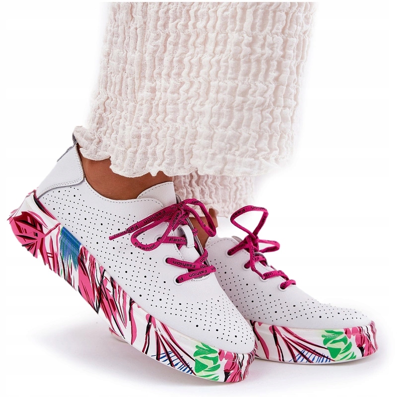 Dámské Tenisky Kožená Vzorovaná Platforma Vinceza 88017 Bílé 38