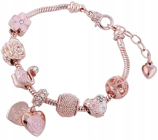 

Bransoletka modułowa Gold Rose Róż charmsy Beads