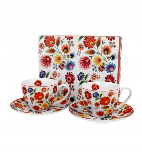 FILIŻANKI ZE SPODKIEM DUO ETNO ŁOWICZ 250 ML X 2 SZT