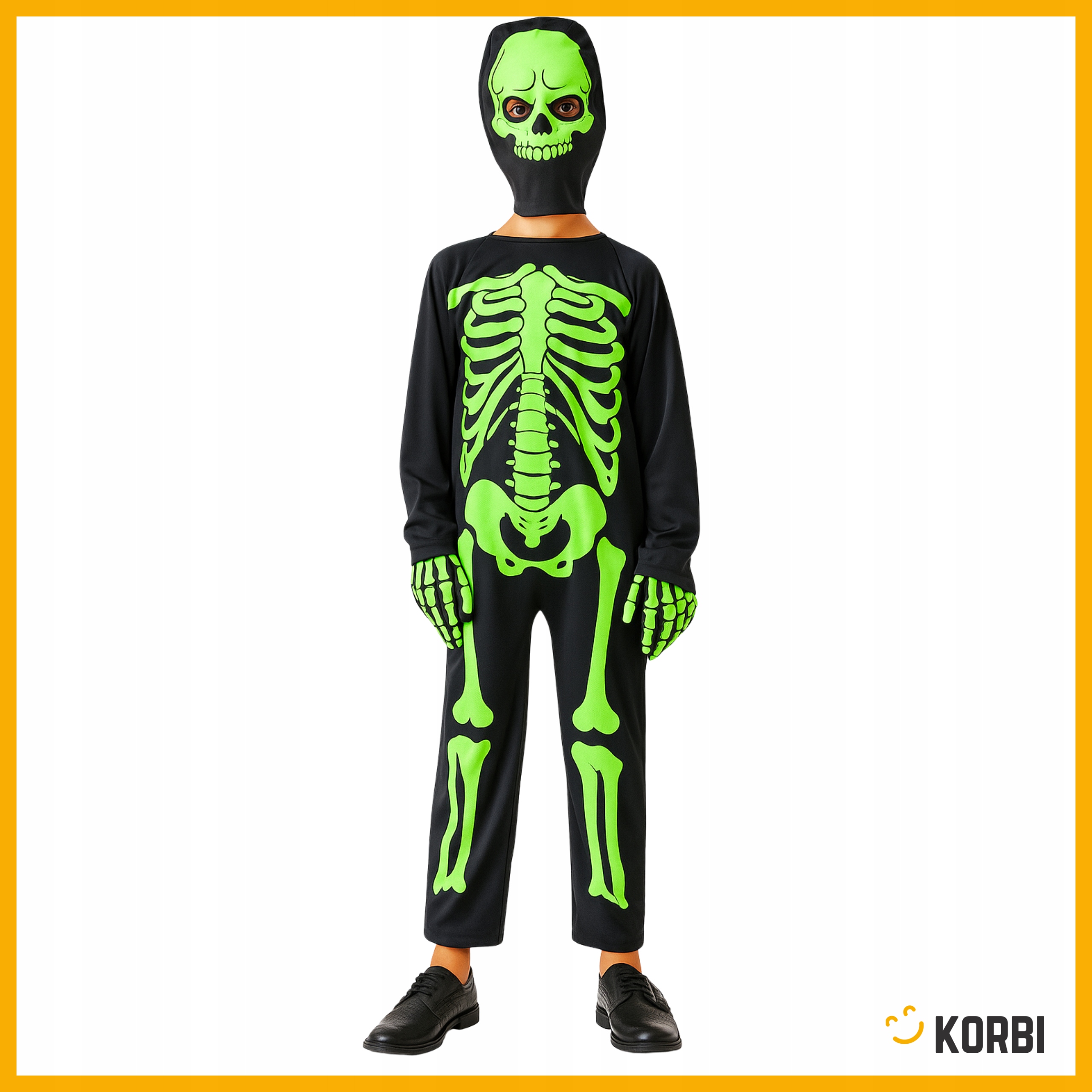 KOSTIUM KOŚCIOTRUPA ŚWIECĄCY W CIEMNOŚCI STRÓJ ZOMBIE HALLOWEEN ROZMIAR M Rozmiar 120-130