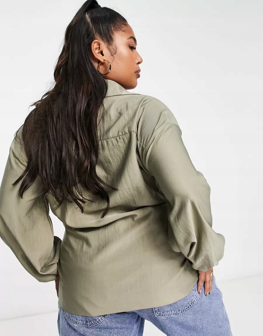 KOSZULA DAMSKA KHAKI PLUS SIZE CASUAL 48 VAL Materiał dominujący inny