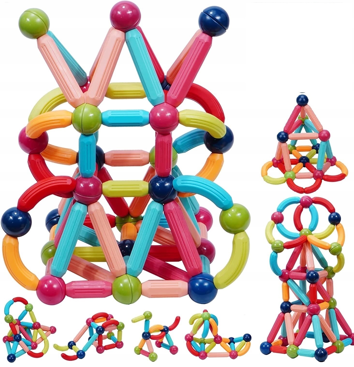 DUŻY ZESTAW KLOCKÓW MAGNETYCZNYCH XXL 128 el. EDUKACYJNE KLOCKI DLA DZIECI Typ klocki konstrukcyjne