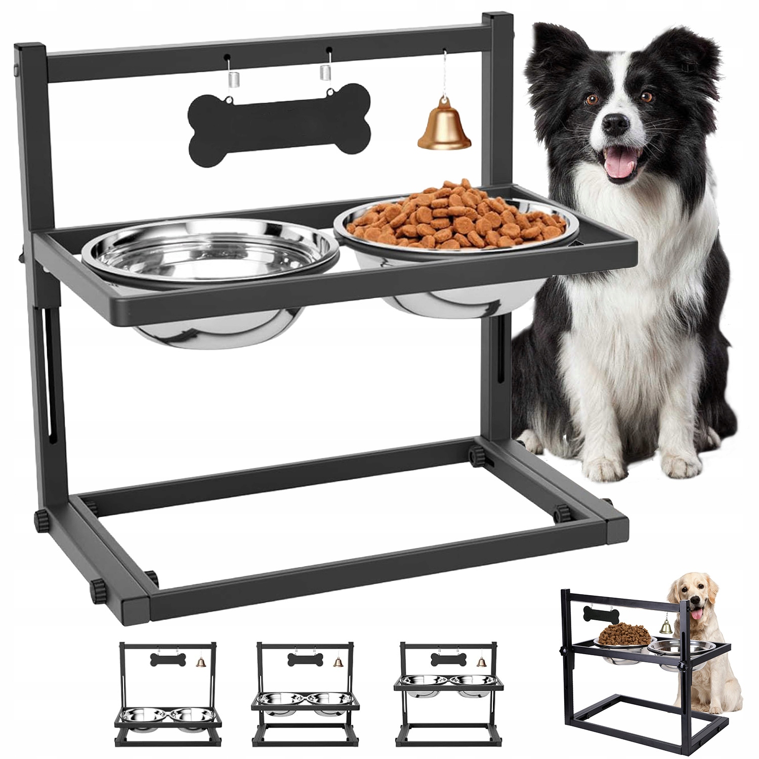 Levně Miska Pro Psy Stojanová Z Nerezové Oceli, Multifunkční, Odnímatelná