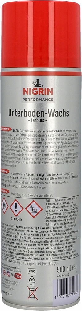 NIGRIN Wosk do Zabezpieczenia Podwozia Spray 500 ml Numer katalogowy producenta 74063