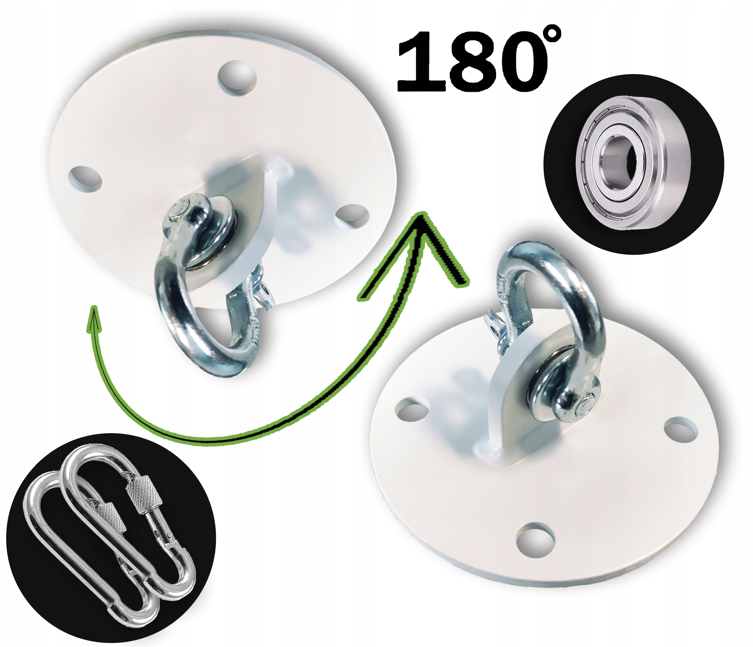 Upevnění držáku s ložiskem a skobou na houpačku křesla Háčky na houpačku