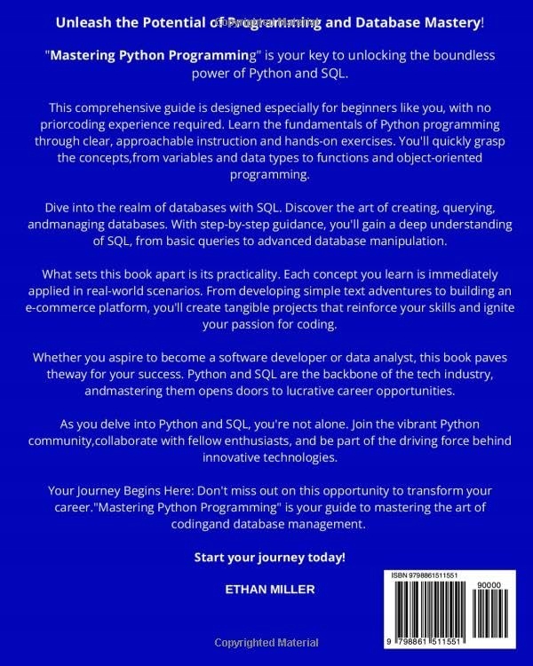Miller, Ethan Mastering Python Programming: Coding for Beginners: Unlock th Język publikacji angielski
